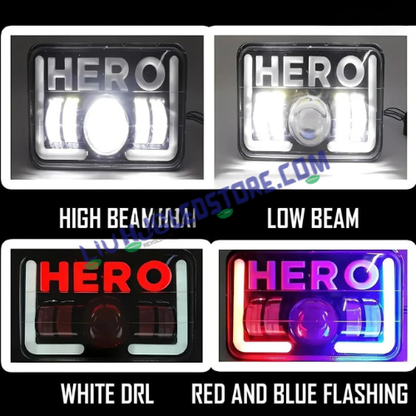 HJG HERO 40W LED Motorcycle Headlight for Hero Splendor | White High/Low Beam with Red & Blue DRL | 12–80V DC | Aluminium Alloy Housing | Universal Bike Fit | Pack of 1