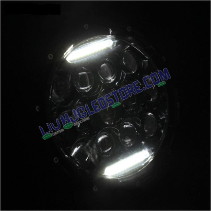HJG 7-Inch 75W LED Headlight Model 231042-2 | Dual Colour White and Yellow Halo DRL | Turn Signal | H4 | 12V-80V | Royal Enfield and Thar