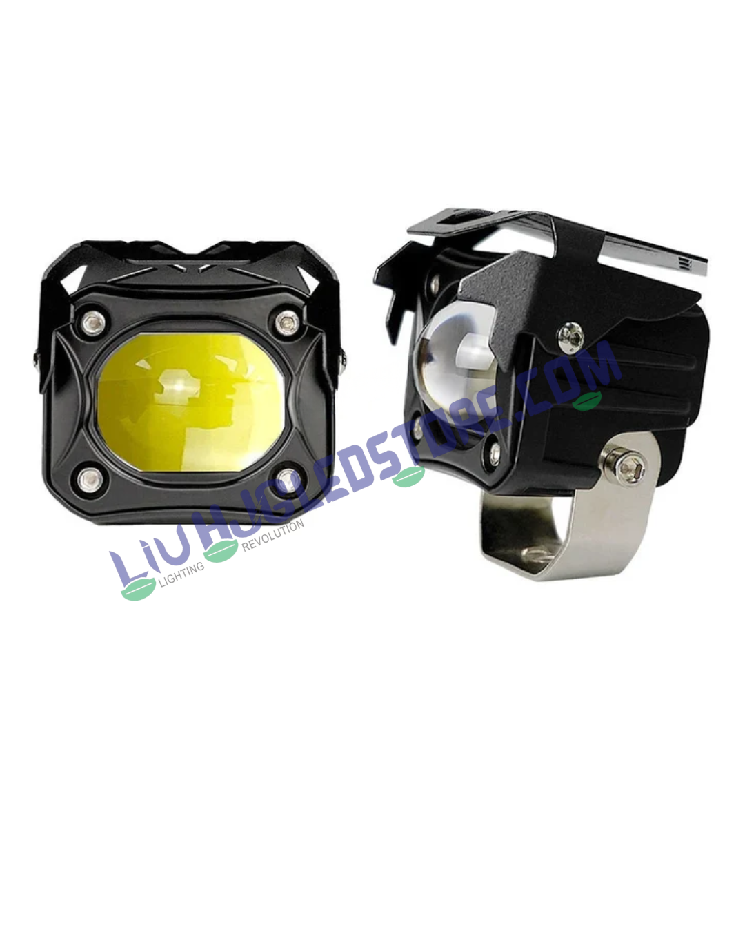 HJG Future Eyes 1 Dual LED Fog Lights 60W (Set of 2) – Dual Color White/Yellow with Red DRL for Bikes & Cars