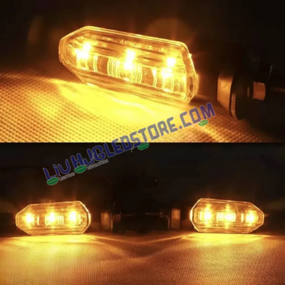 HJG 3-LED Mini Yellow Motorcycle Indicators | Waterproof Flexible LED Turn Signal Lights | Compact Universal Bike Blinker | ABS Housing | Pack of 2