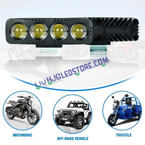HJG 4-Lens 80W LED Projector Fog Lights | 40W × 2, White & Yellow Beam with Red Devil DRL | Multi-Mode Auxiliary Lights with Adjustable Brackets | Universal for Cars, Bikes, SUVs & 4x4