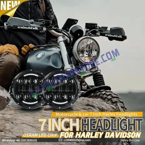 HJG 7-Inch LED Headlight with Halo Ring for Land Rover Defender & Royal Enfield/Thar – Model 231053