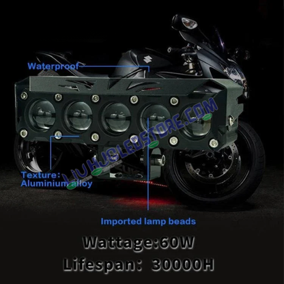 LIU HJG Original 150W 5-Lens Mega Drive LED Fog Lights for Bikes, Cars, Thar and Jeep (Cool White, Pack of 2)
