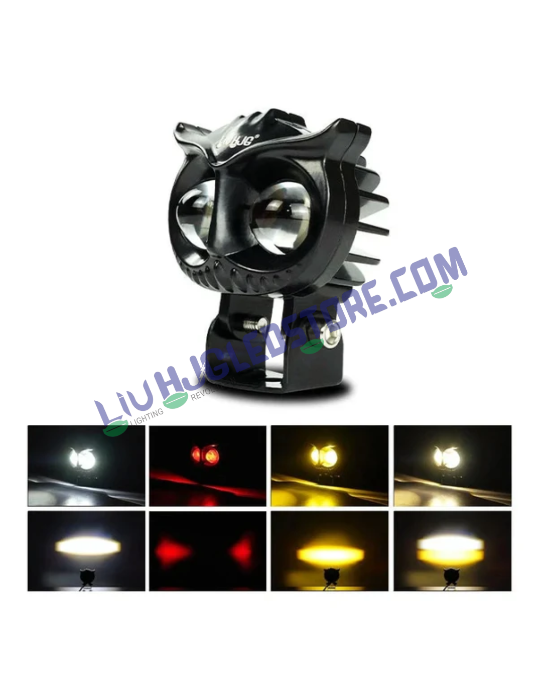 HJG Owl Dual-Color 20W LED Headlight for Motorcycles, Cars & SUVs – High-Performance Fog Light for Off-Road Use