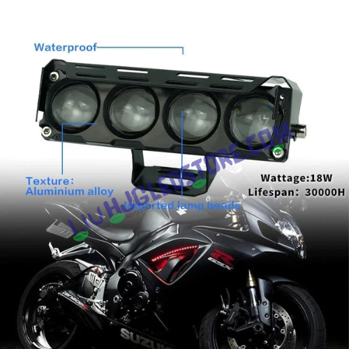 HJG Future Eyes 4 Lens 60W MEGA DRIVE Fog Lights (Fanless) – Multi-Color LED with Red DRL & Flash Mode for Bikes, Cars & Jeeps (Pack of 2)