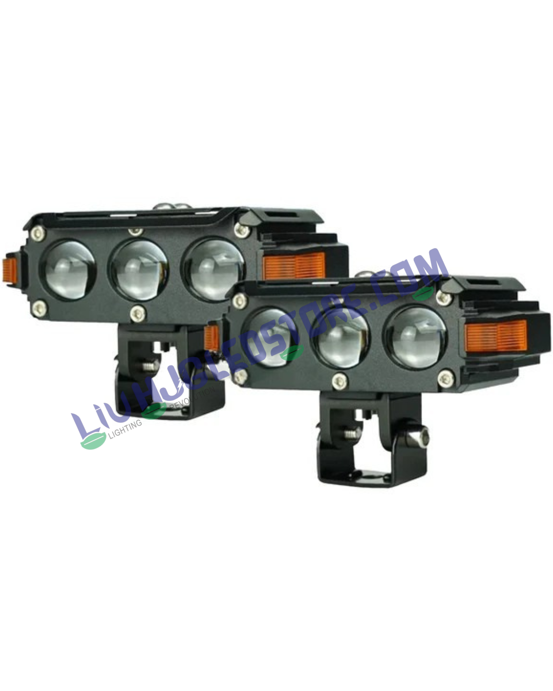 HJG Hazard S61 120W Triple Lens Fog Lights | White Yellow Dual Beam | Red Amber DRL for Bikes, Cars (Set of 2)