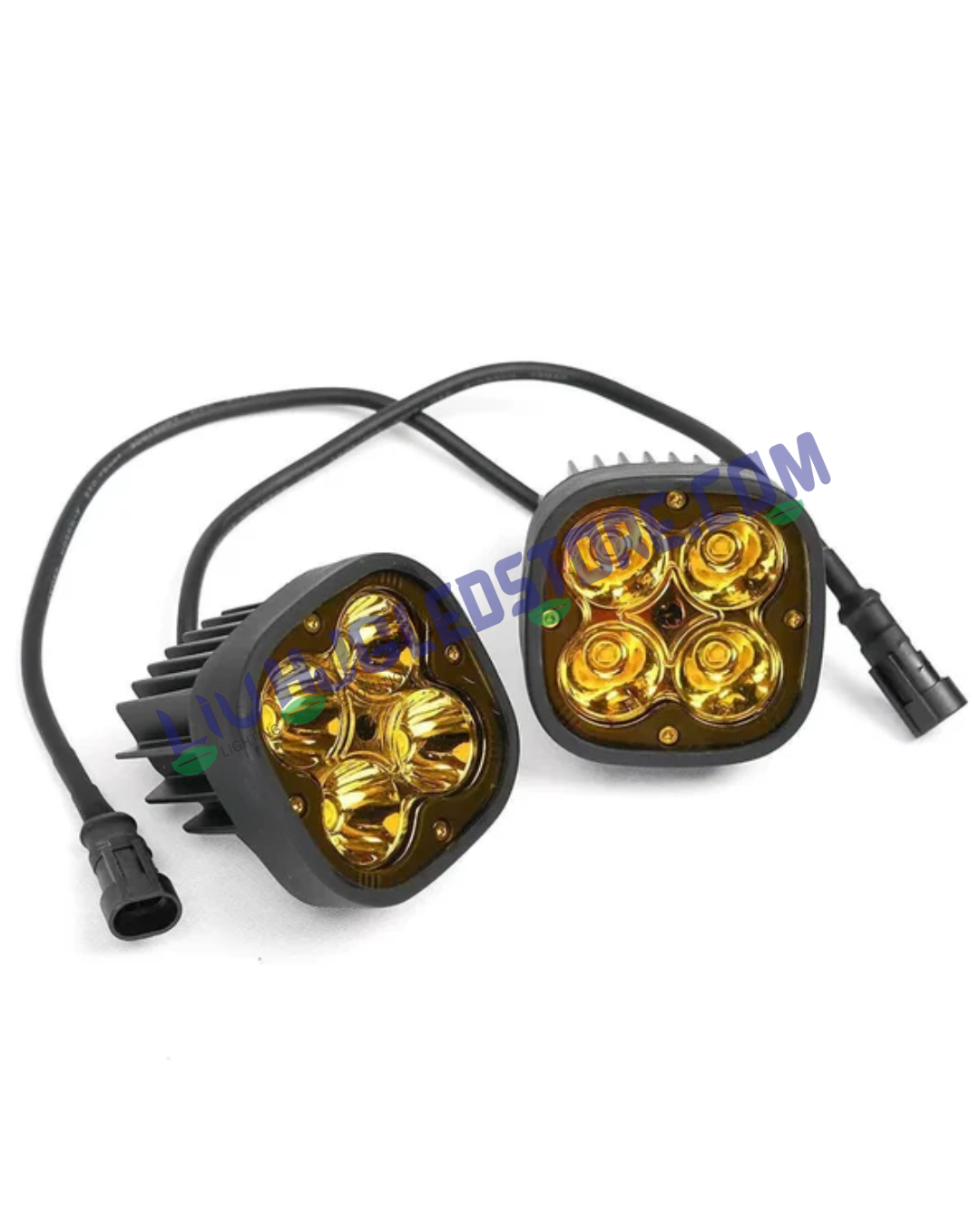 HJG 120W CREE LED Auxiliary Fog Lights for Motorcycles & Cars – White Beam with Yellow Filter Caps (Pack of 2)