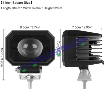 HJG 4-Inch Cube Pod LED Fog Lights | 120W Set of 2 | 60W Each | 12000 Lumens | Dual Colour 3000K and 6500K | IP68 Waterproof | 9V-32V DC