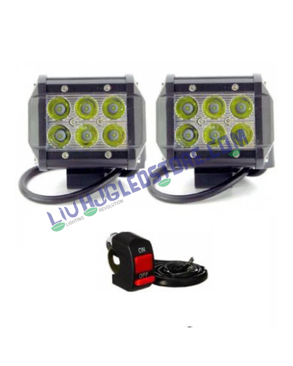 HJG 6 LED Square Fog Light Set for Bikes & Cars with Switch – Universal High-Intensity White Beam (Pack of 2)