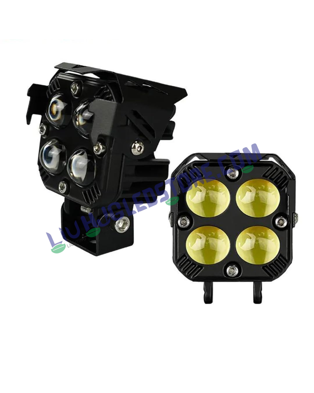 HJG Original 3-in-1 120W LED Fog Lights with Red DRL, White & Yellow Modes – 4 Lens Laser Wide Beam for Bikes & Cars