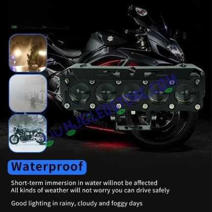 HJG Future Eyes 5 Lens 150W LED Fog Lights – MEGA DRIVE High-Intensity Auxiliary Lights for Bikes & Cars (Cool White, Set of 2)