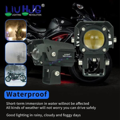 HJG 80W Mini Drive LED Light (New Version 6) with Red Devil Eye DRL & Triple Color Modes (Red, Yellow, White) – Future Series with Canbus Kit