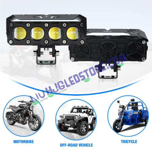 HJG Future Eyes 4 Lens 120W MEGA DRIVE LED Fog Lights – High-Performance Auxiliary Lights for Bikes, Cars, Thar & Jeep (Cool White, Pack of 2)