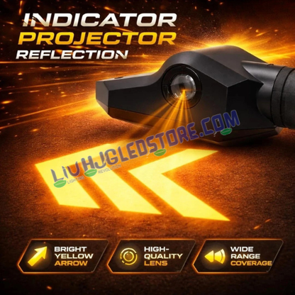 HJG RGB Arrow Magnetic Motorcycle Indicators | Waterproof LED Turn Signal Lights with Yellow & Color-Changing RGB Modes | Ground Shadow Arrow Projection | Universal Bike Indicators | Pack of 2