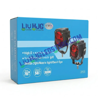 HJG Gorilla V2 Triple Lens 120W LED Fog Lights for Bikes | Dual Color White/Yellow, Red DRL, Projector Beam, Power Adapter, Universal Fit (Pack of 2)
