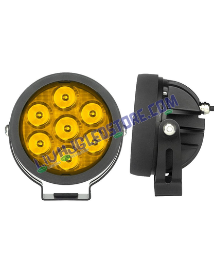 HJG 7 LED 140W Fog Light Set with Yellow Covers & Dimmer Control – High-Power LED Auxiliary Lights for Bikes & Cars (Pack of 2)
