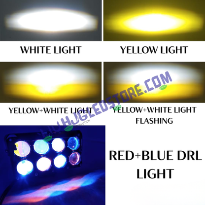 HJG JC-32 6-Lens Cube LED Fog Light | 46W Single Unit | White, Yellow, Warm White | Red and Blue Flash | 6000 Lumens | 6000K | for Bikes and Cars