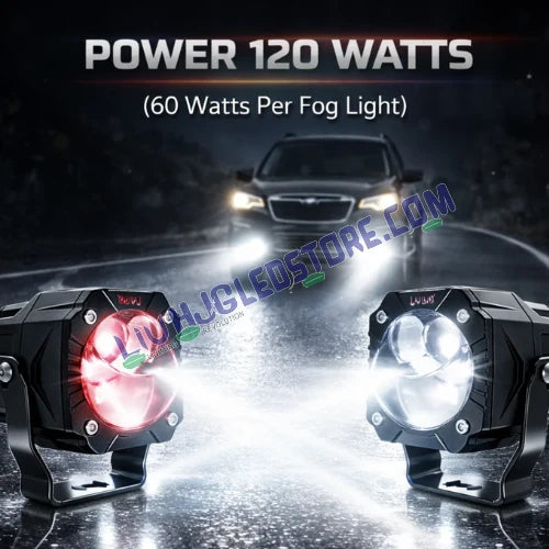 LIU HJG Gorilla 120W 3-Lens LED Fog Light Pair with Wiring Harness – White, Yellow & Red Devil Eye