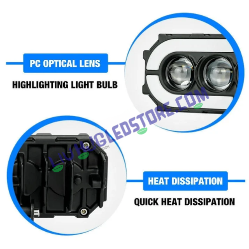 HJG 4 Lens RGB Ring 60W LED Fog Light (Single Unit) – Projector Fog Lamp with White/Yellow Beam & Multi-Color RGB DRL for Cars & Bikes