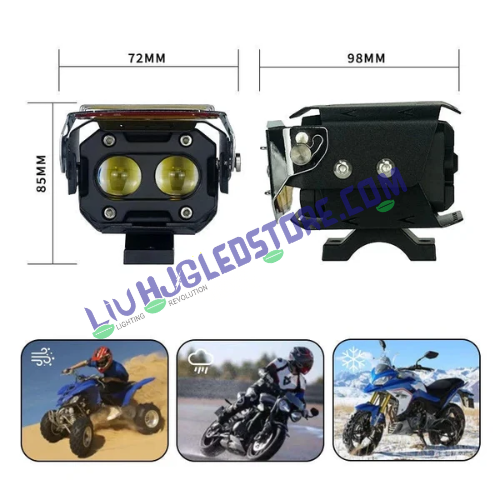 HJG Transformer 2 LED Projector Fog Lights 140W with Sliding Yellow Filter Cap, Dual Color White/Yellow Beam, Universal Fit (Set of 2)