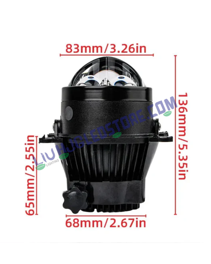 HJG 3-Inch Bi-LED Projector Fog Lights 140W (H8/H9/H11/H16) with Laser Spot & Wide Beam, Red DRL and White/Yellow/Warm White Modes