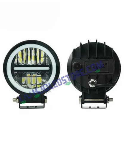 HJG Original 140W Minus Series Dual-Color LED Fog Lights (White/Yellow) with Yellow Filter Cap – Set of 2 for Bikes, Cars & Jeeps