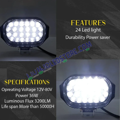 LIU HJG 24 LED Rectangular Fog Light 36W | LIU HJG LED STORE