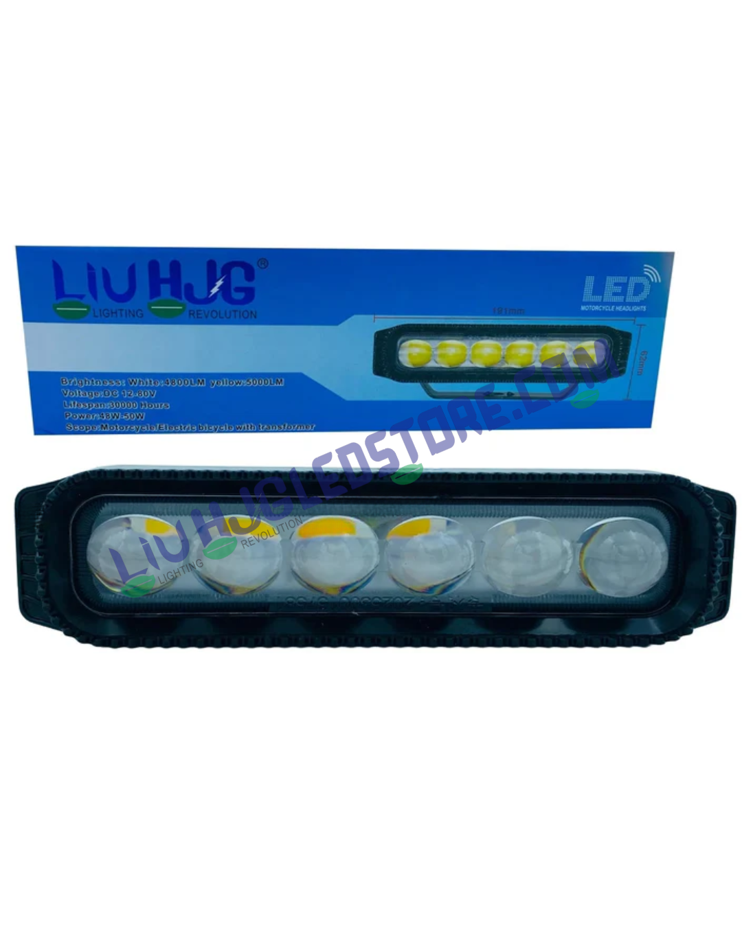 HJG 6 LED Sleek Projector Fog Lights (Set of 2) – 100W Dual-Color White/Yellow LED Fog Lamps with Adapter, 20,000 Lumens