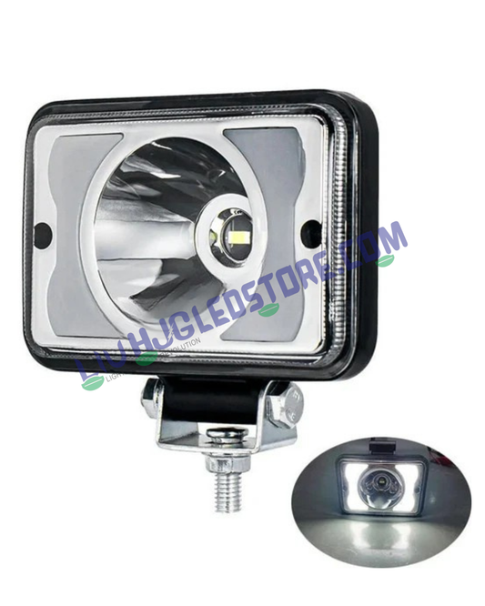 HJG W11 4x5 Inch Classic Square LED Fog Light – Dual Color (White/Yellow) with White & Amber DRL, Ultra Wide Beam for Cars & Bikes