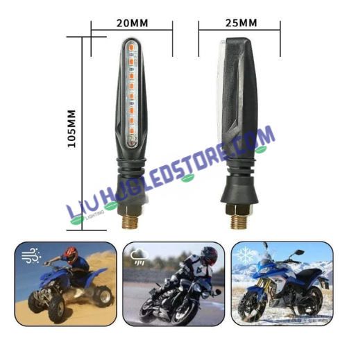 HJG KTM Slim Yellow LED Motorcycle Indicators | Flexible Waterproof Turn Signal Lights | Compact Black Bike Blinker | Universal Fit for Bikes & Motorcycles | Pack of 2