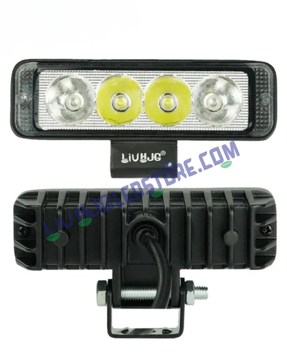 HJG 4 LED Fog Light with Red & Blue Strobe Flash – High Power Aluminum Spotlight for Bikes & Cars (Single Unit)