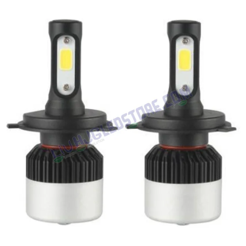 HJG Nighteye H4 LED Headlight Bulbs for Car, Bike & SUV – 6500K Bright White COB Chips, 100W High Power with H4 Socket (Pack of 2)