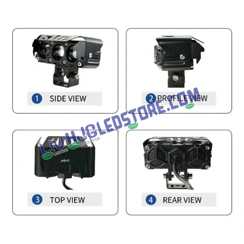 HJG Future Eyes 3-Lens 120W LED Projector Fog Lights with Wiring Harness | White & Yellow Dual-Color Beam, Ultra-Wide Spot/Flood Output | Adjustable Brackets | Universal for Cars, Bikes, SUVs & 4x4