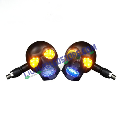 HJG Skull Indicator Skull Shape Turn Signal Lights Indicator Universal for All Bikes Models Turn Signal Lights Motorcycle Set of 2 LIU HJG Skull Indicator