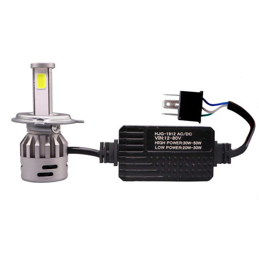 LIU HJG M3 Headlight LED Bulb H4, 30W-50W High Power, AC/DC 12-80V, Control Module With Cooling Fan Heat dissipation Universal For All