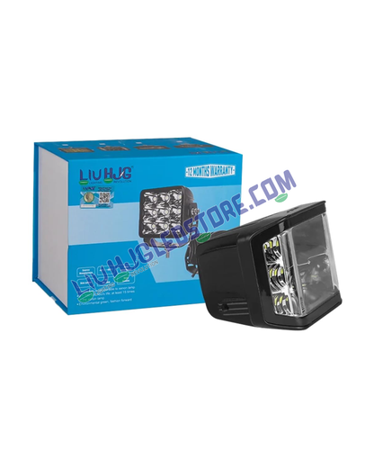 HJG W28 4-Lens CREE 60W Square LED Fog Light with Ultra-Wide White Beam for Cars and Bikes (Single Piece)