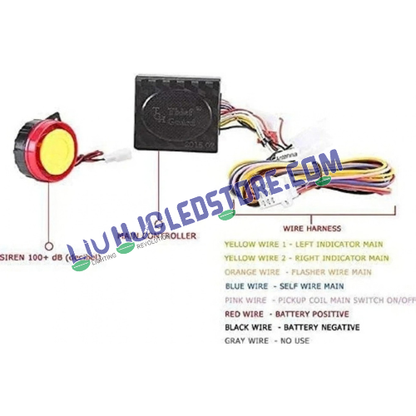 HJG Keyless Push-Button Motorcycle Alarm System | 125dB Siren, Flashing Light & Anti-Theft Security | Remote Keyless Start/Stop, Engine Immobiliser | Universal Bike & Scooter Alarm Kit