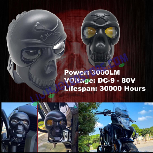 HJG Skull Red Eye 60W Fog Light (Single Unit) – Multi-Color LED (White/Yellow/Warm White) for Bikes & Cars