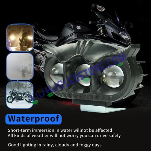 HJG Owl Devil 3-Lens 90W Mega Drive Fog Lights for Bike, Car, Jeep & Thar – Cool White (45W Each, Pack of 2)