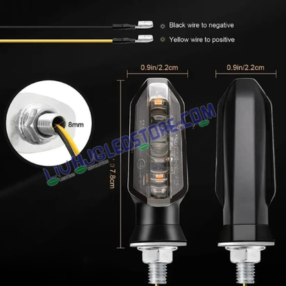 HJG 3-LED Mini Yellow Motorcycle Indicators | Waterproof Flexible LED Turn Signal Lights | Compact Universal Bike Blinker | ABS Housing | Pack of 2