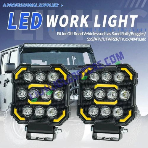 HJG 11 LED Square Fog Lights 60W with DRL (Set of 2) – Universal LED Fog Lamps for Bikes & Cars