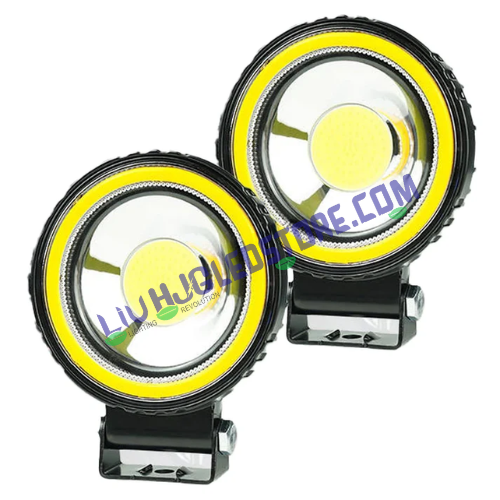 HJG Round LED Fog Lights 60W with Red DRL & Flash Mode – Universal for Bikes & Cars (Set of 2)