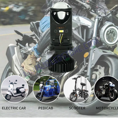 HJG Y6 H4 LED Mini Projector Headlight Bulb 50W | 7000LM Hi/Lo Beam, Cooling Fan, 6500K White Light(Set of 1), 12V/24V Motorcycles & Bikes