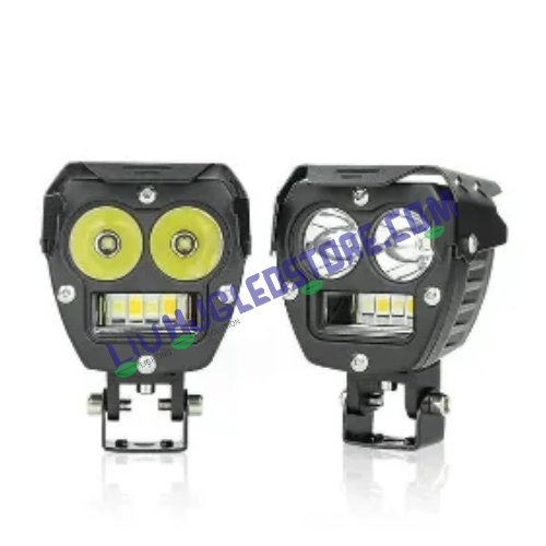 HJG Robotic Dual LED 140W Fog Lights with Spot & Wide Beam – White/Yellow Dual Color, Ultra Wide Coverage (Set of 2, Universal for Cars & Bikes)