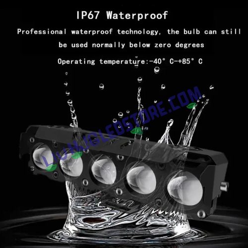 HJG Future Eyes 5 Lens Mega Drive Fog Light (No Fan) with Multi-Color Modes & Red DRL – Pack of 2 for Bikes/Cars/Thar/Jeep