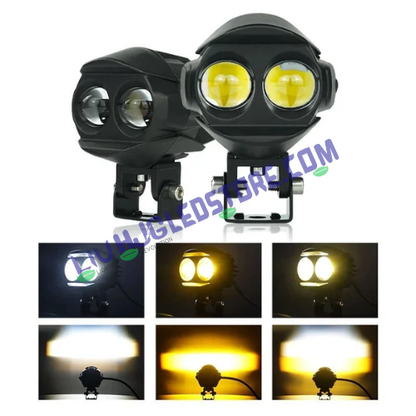 HJG Alien Dual-Lens Projector Fog Lights 120W with White/Yellow/Warm White Modes, Ultra Wide Beam LED Driving Lights – Universal Fit (Pack of 2)