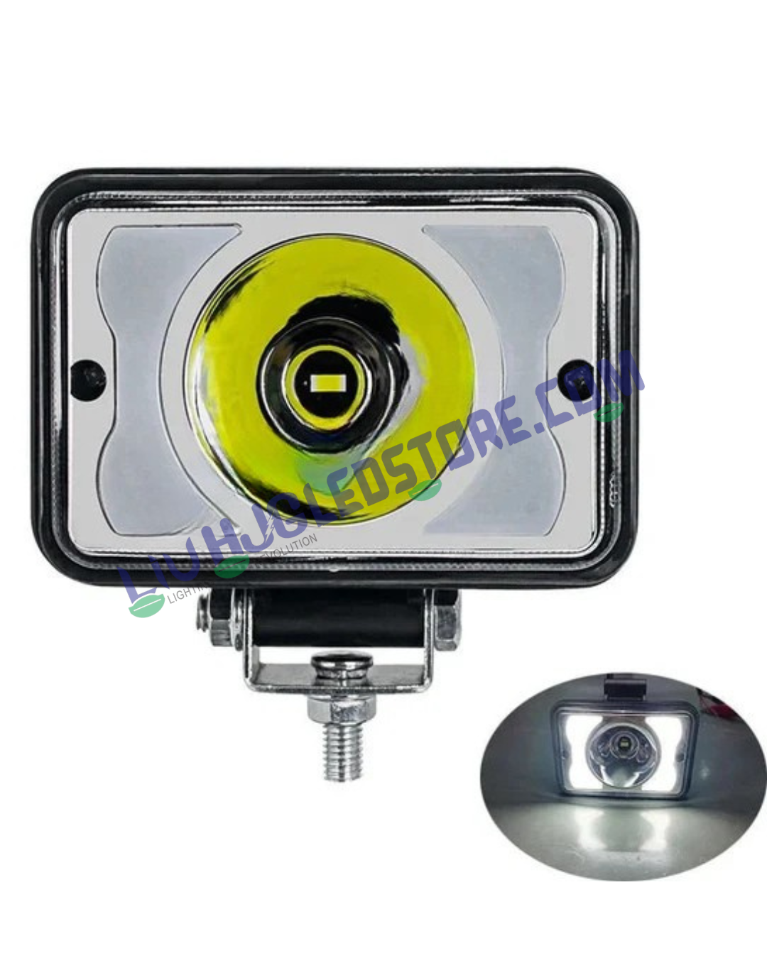 HJG W11 4x5 Inch Classic Square LED Fog Light – Dual Color (White/Yellow) with White & Amber DRL, Ultra Wide Beam for Cars & Bikes