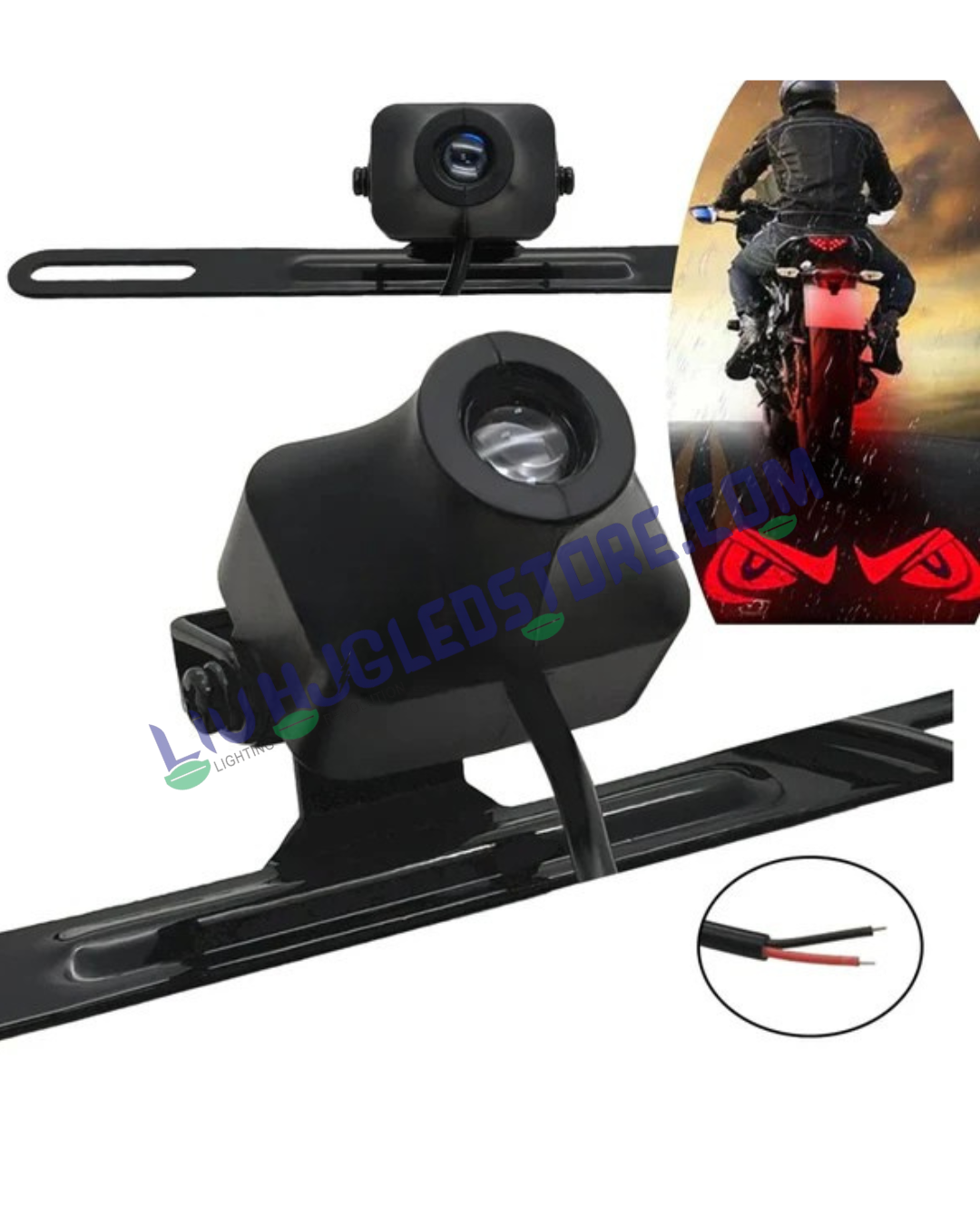 HJG Devil Eye License Plate Shadow Projector Light – Ground Projection in Red/Blue/White/Purple for Bikes, Cars & SUVs (Universal Fit)