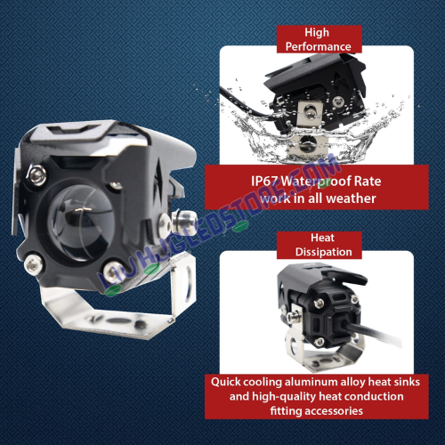 HJG 120W Mini Projector Fog Lights | Dual Color Hi Lo Beam LED Auxiliary Lights for Motorcycles, Electric Cars (Set of 2)