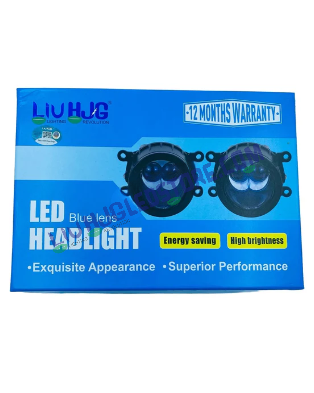 HJG 3-Inch Bi-LED Projector Fog Lights 140W (H8/H9/H11/H16) with Laser Spot & Wide Beam, Red DRL and White/Yellow/Warm White Modes